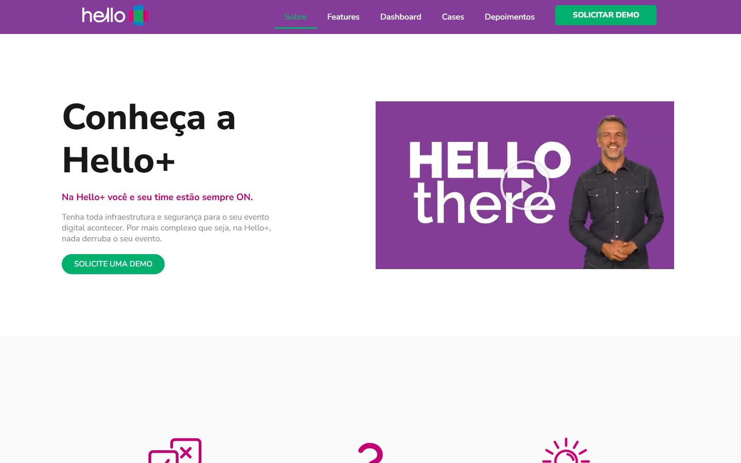 Página inicial do site Hello+